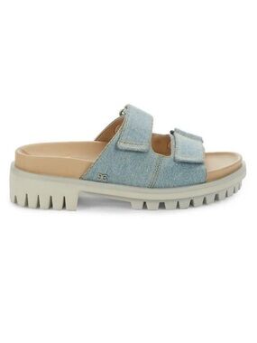 Sam Edelman Eliana Denim Platform Slide Sandals Size 7.5 Double Strap Lug Sole
